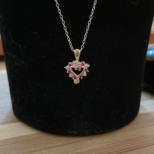 Heart ruby and diamond necklace